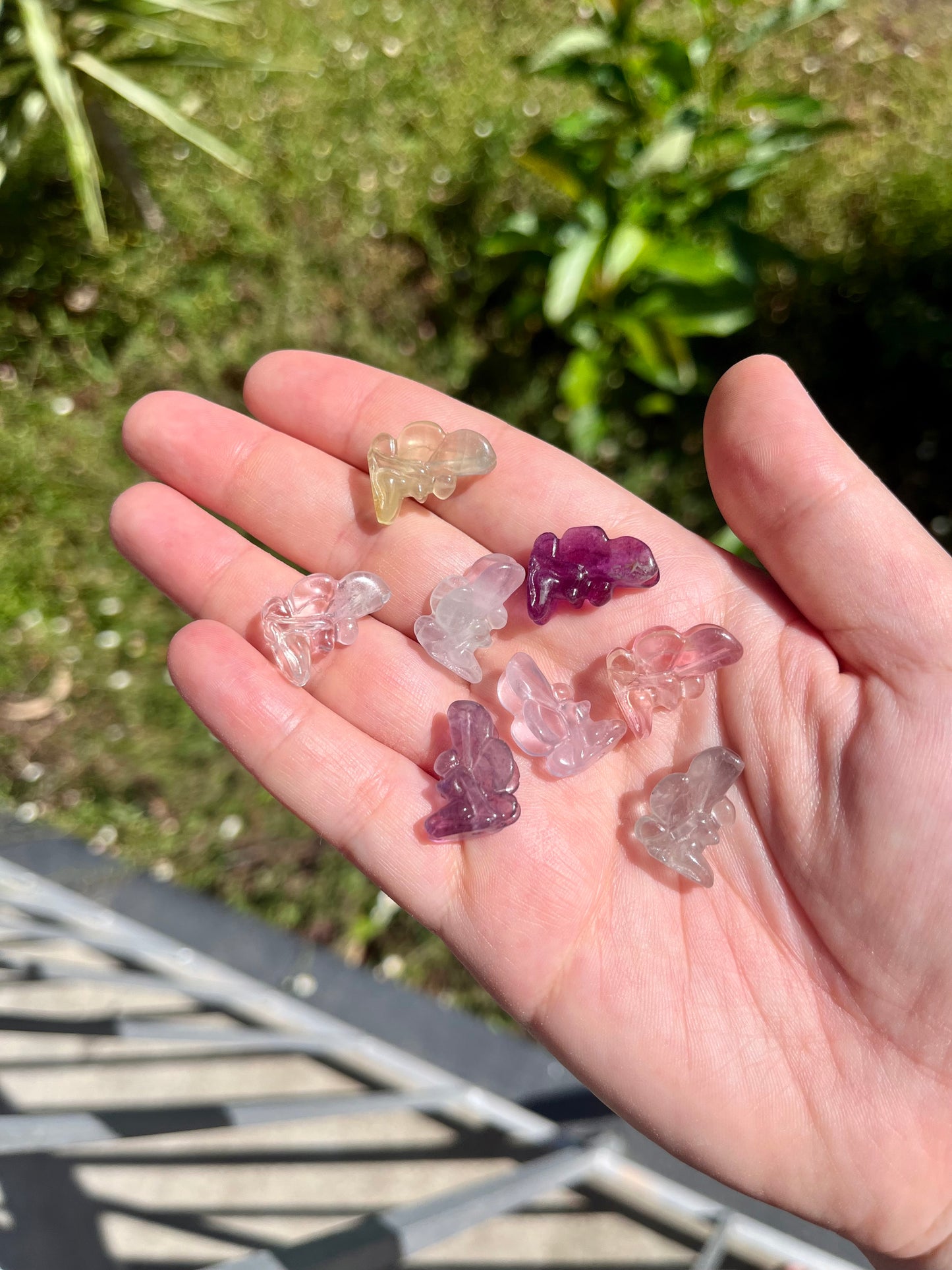 Mini Llama Rainbow Fluorite Carving