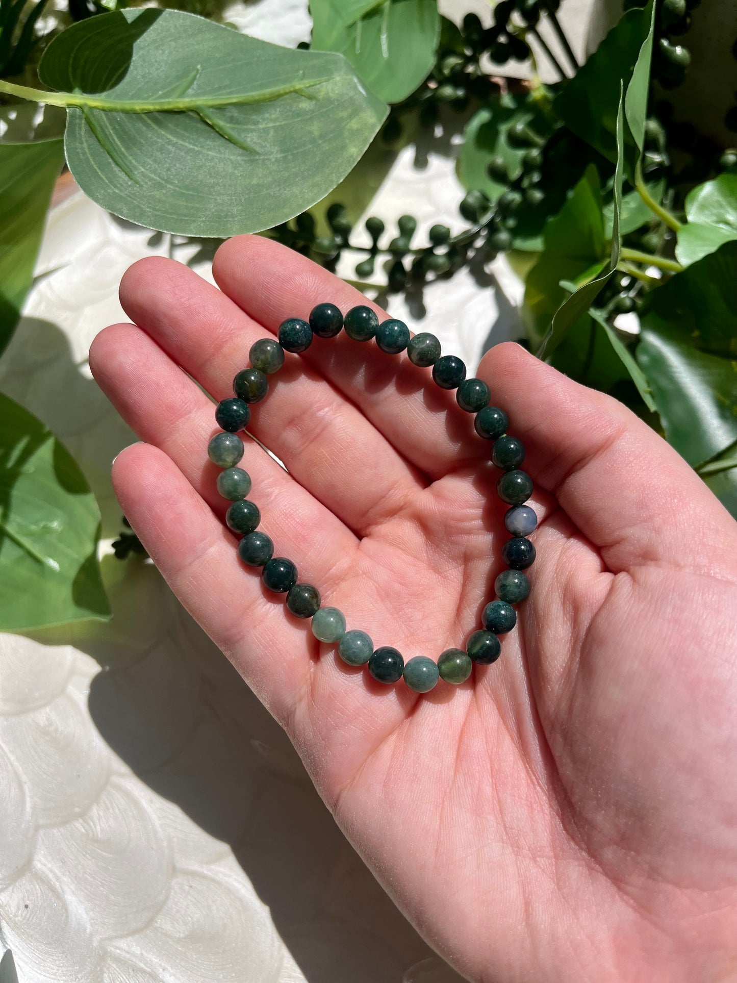 Moss Agate Beaded Bracelet