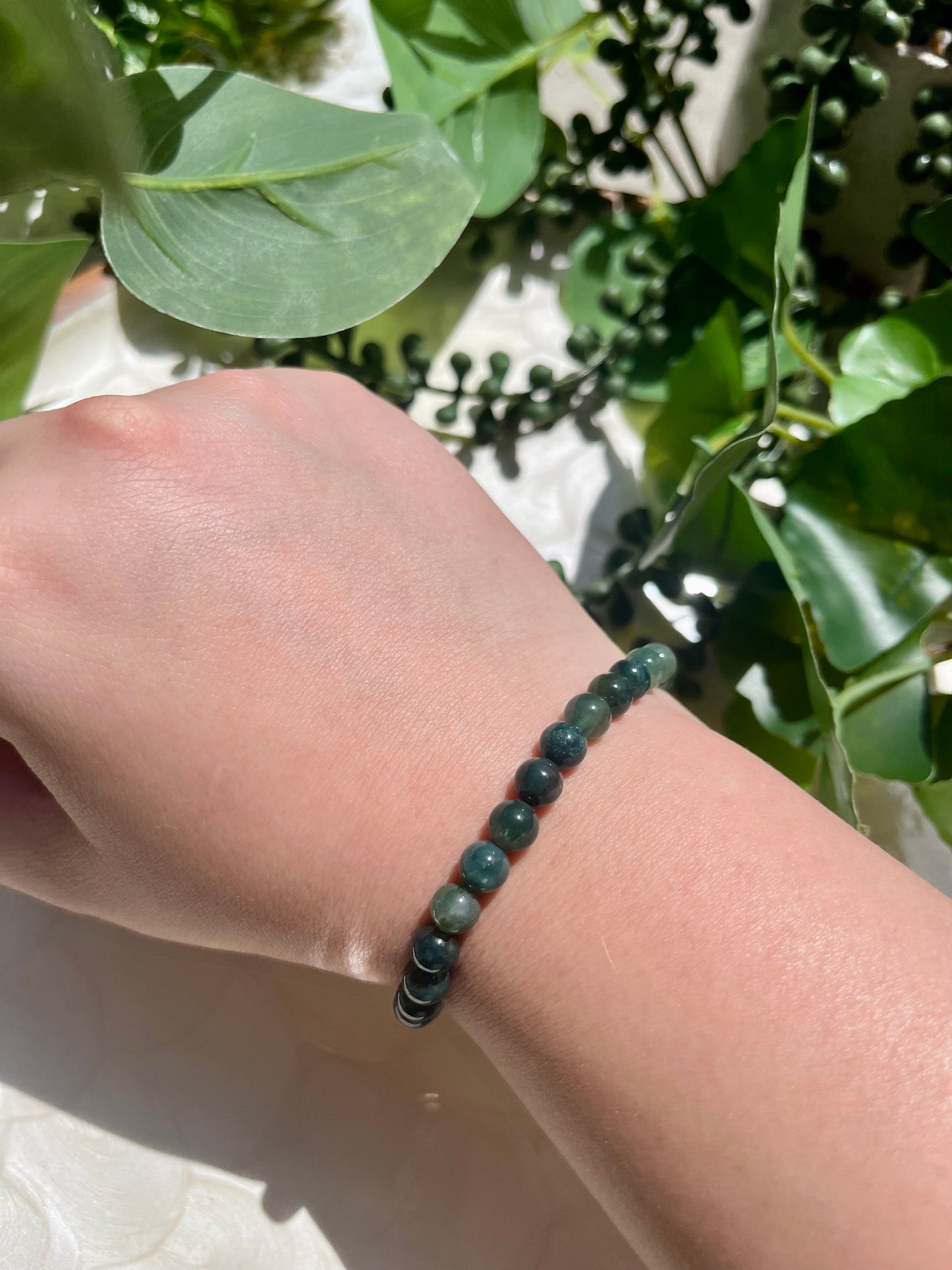 Moss Agate Beaded Bracelet