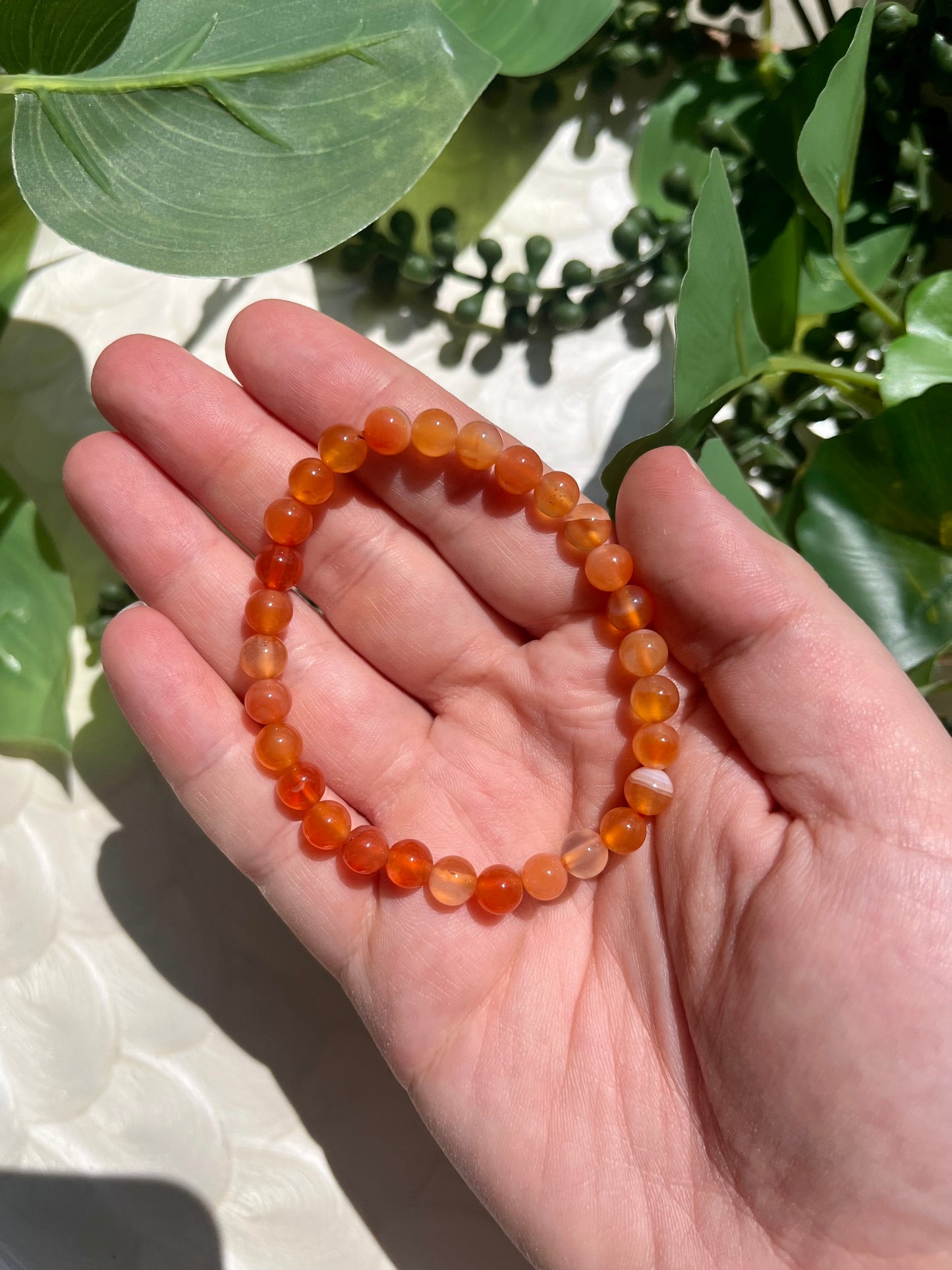 Orange Calcite Beaded Bracelet