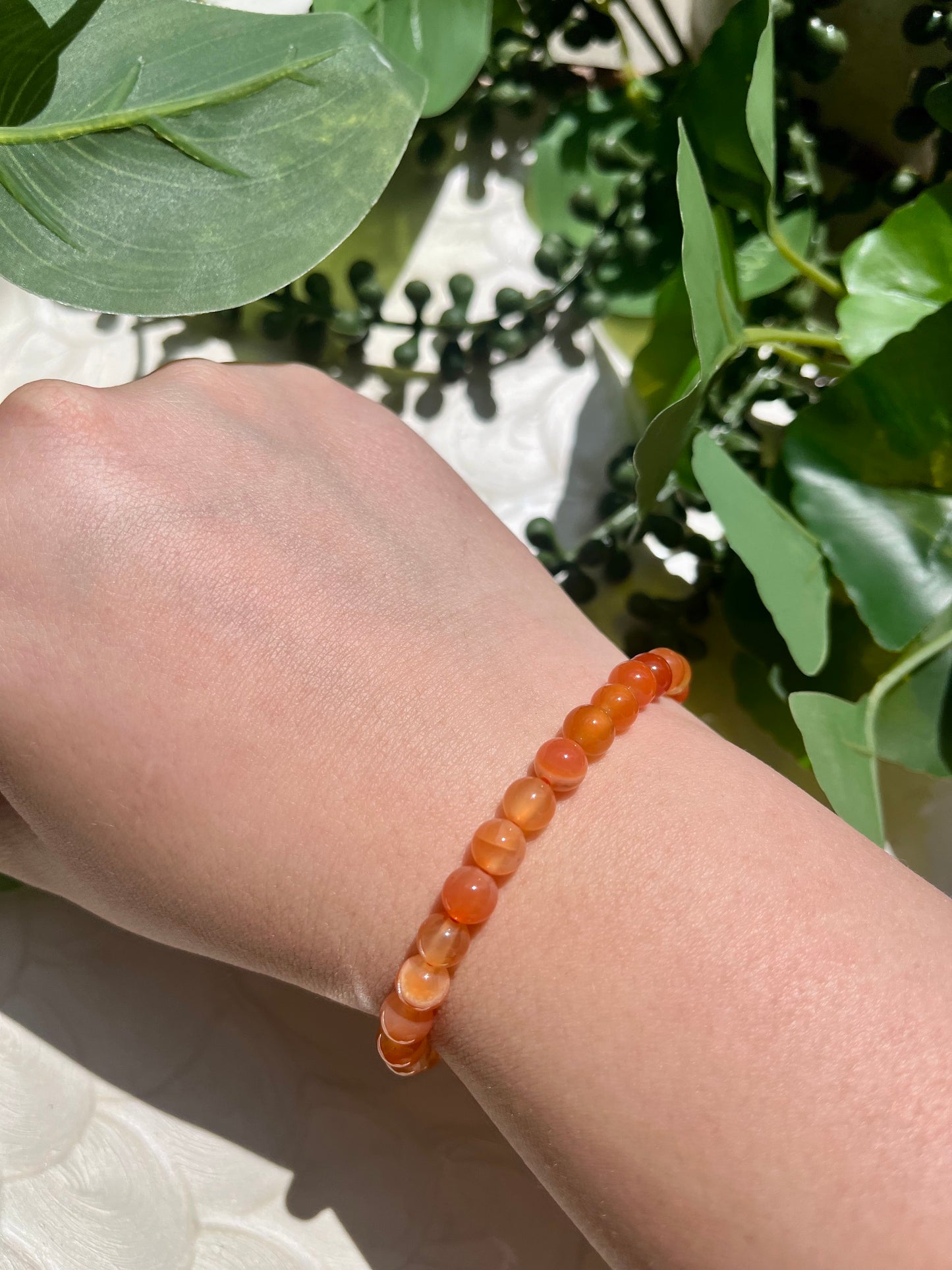 Orange Calcite Beaded Bracelet