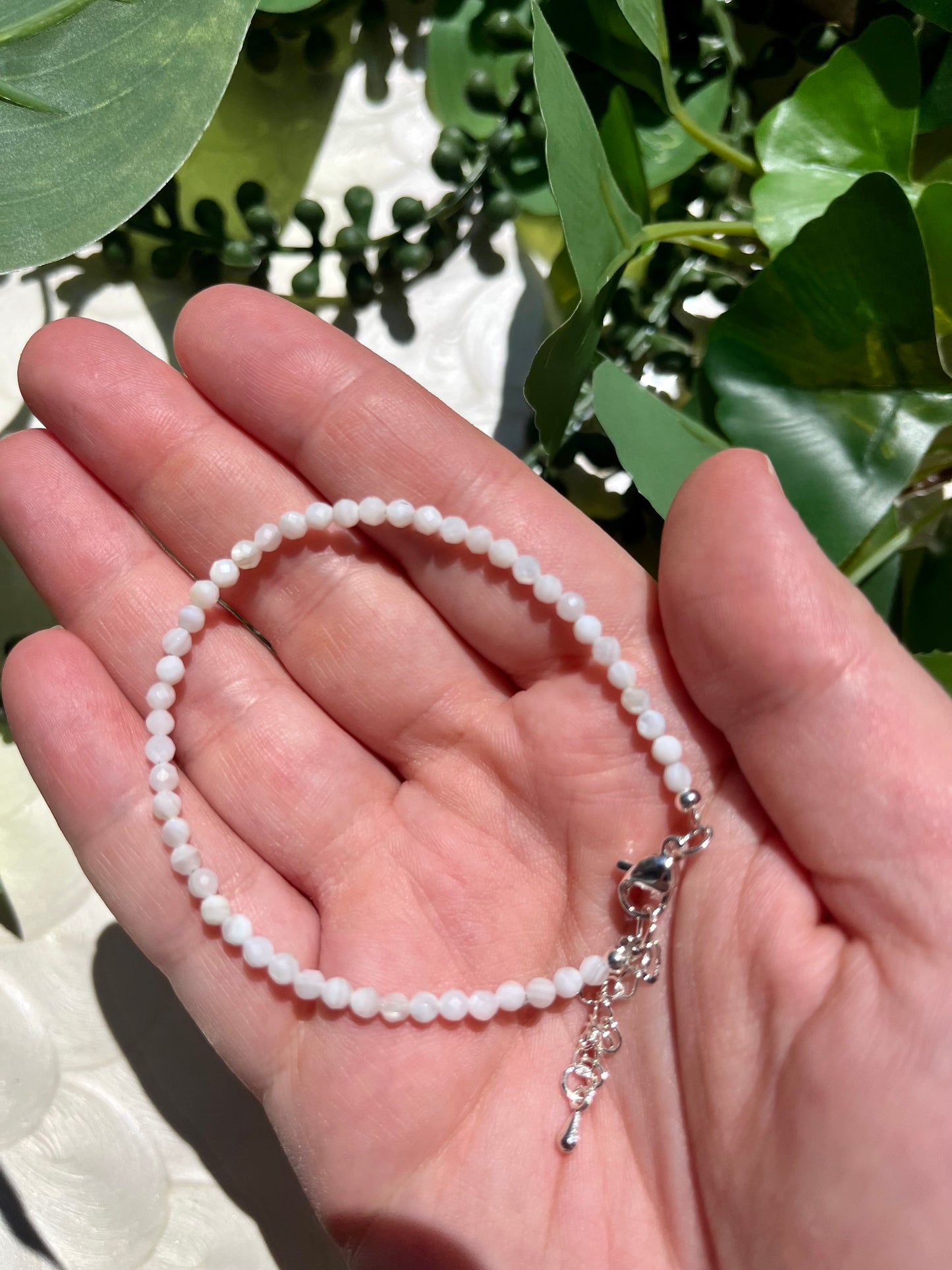 Dainty Moonstone 2mm Faceted Bracelet