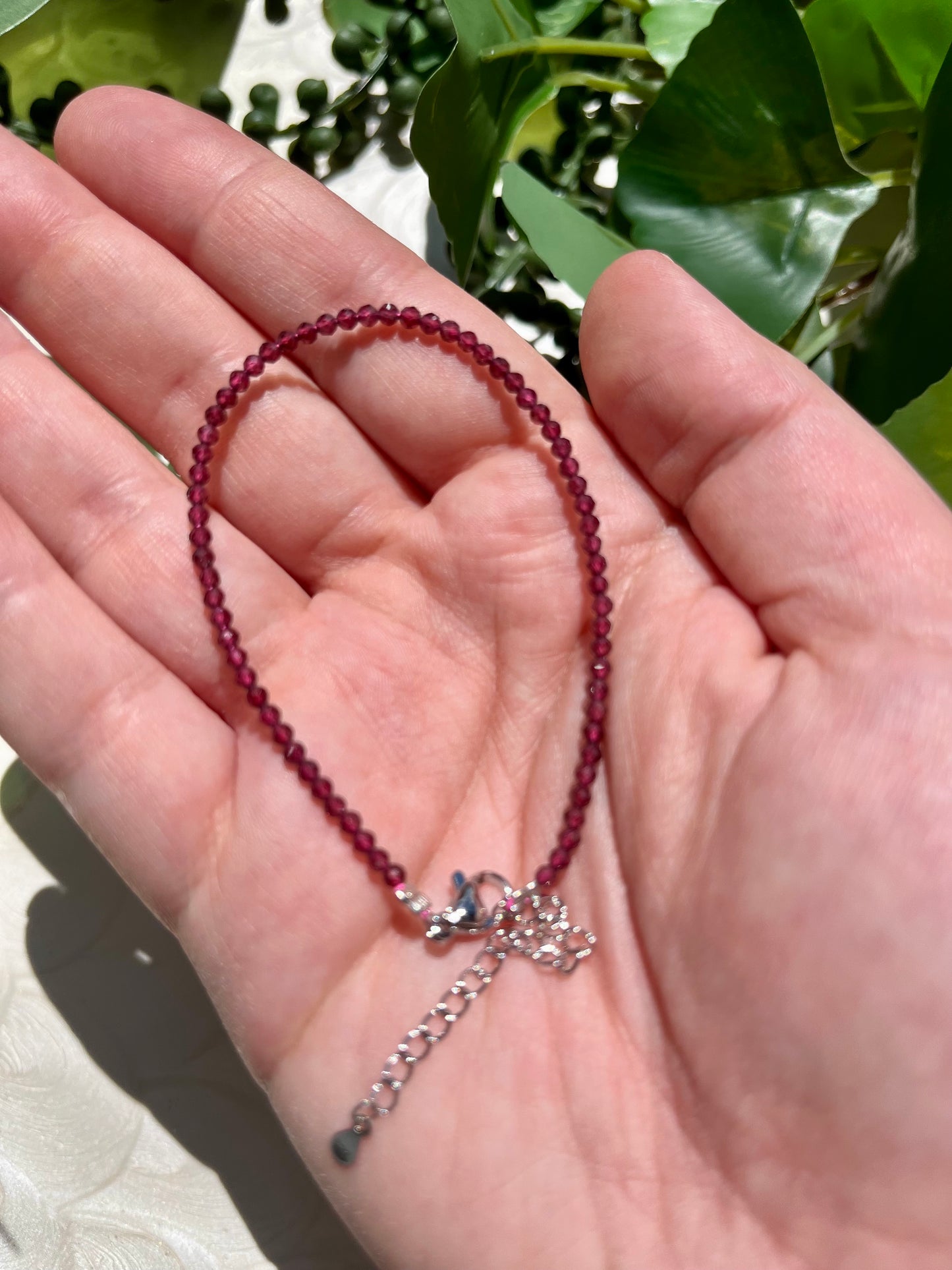 Dainty Red Garnet 2mm Faceted Bracelet