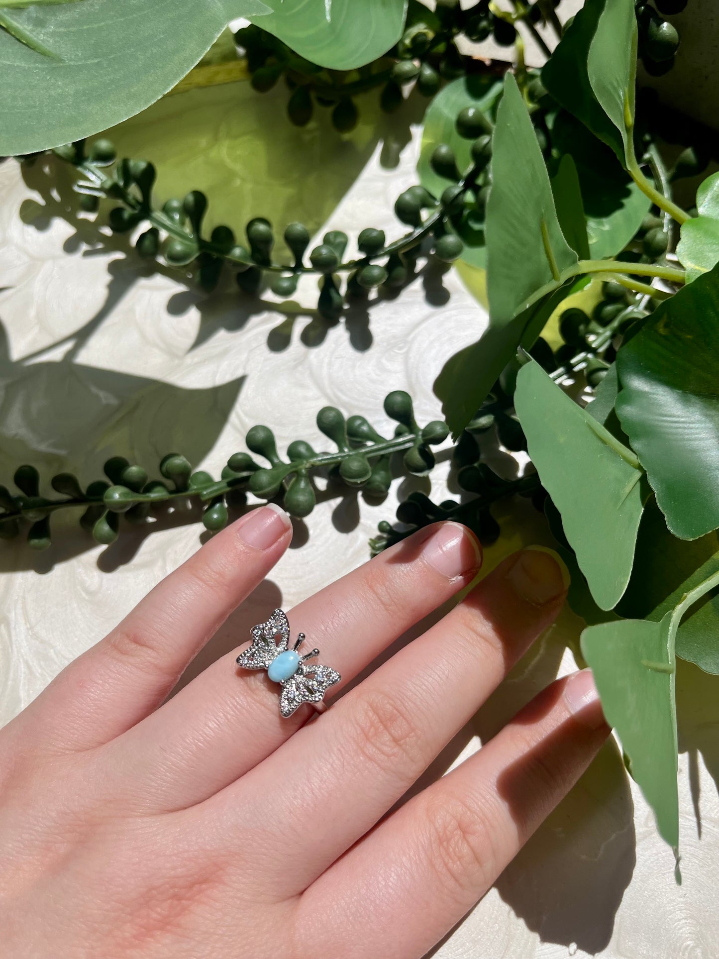 Isla Ring: Larimar Adjustable Ring
