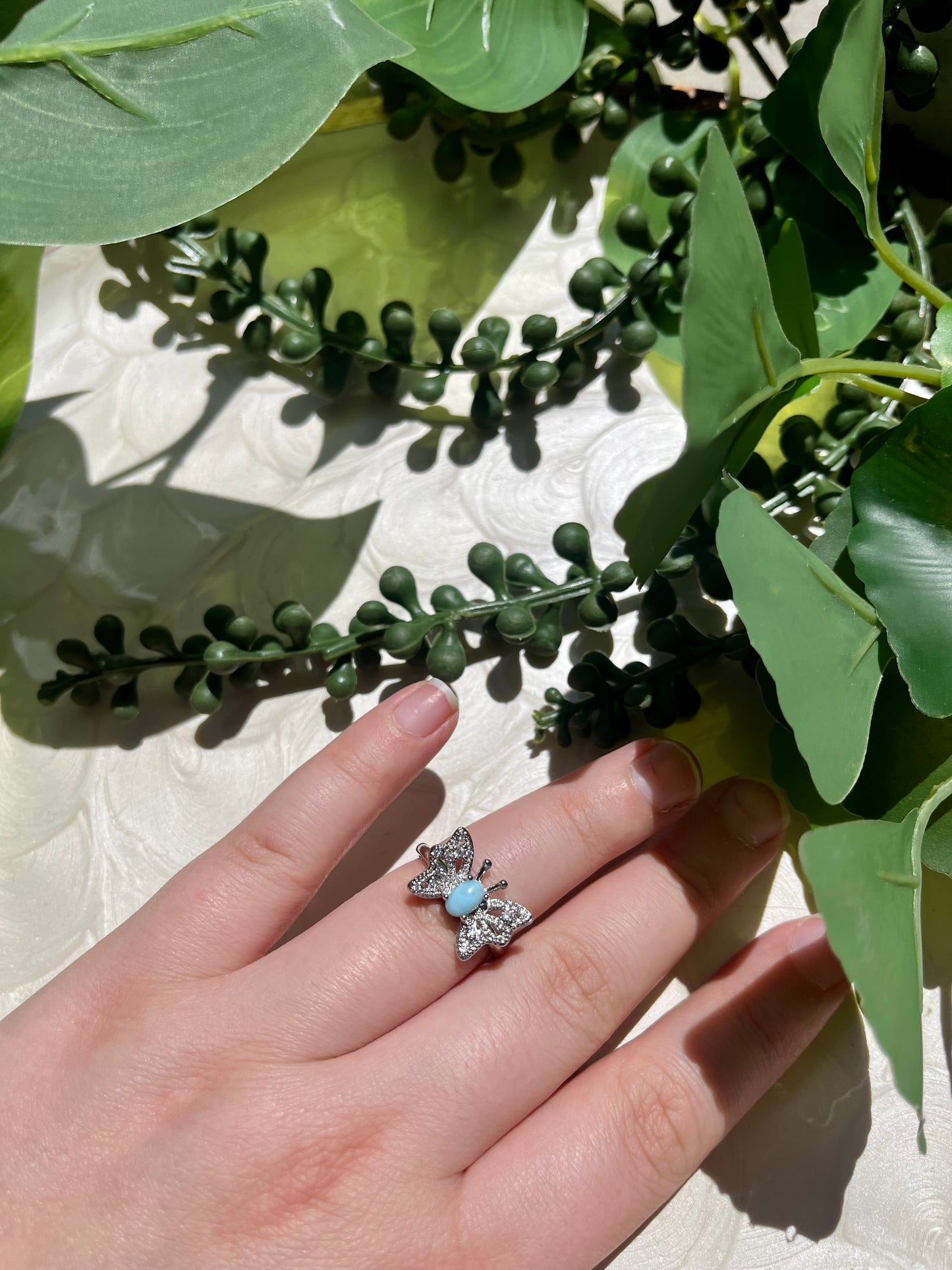 Isla Ring: Larimar Adjustable Ring