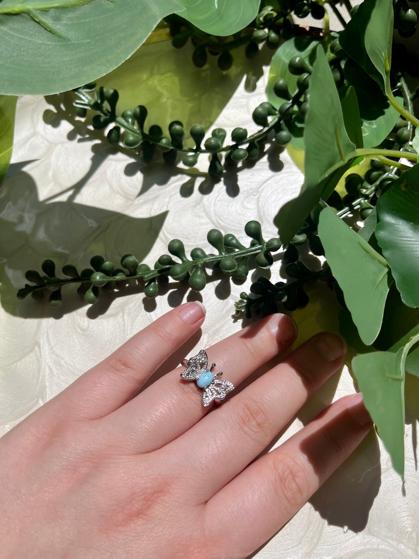 Isla Ring: Larimar Adjustable Ring
