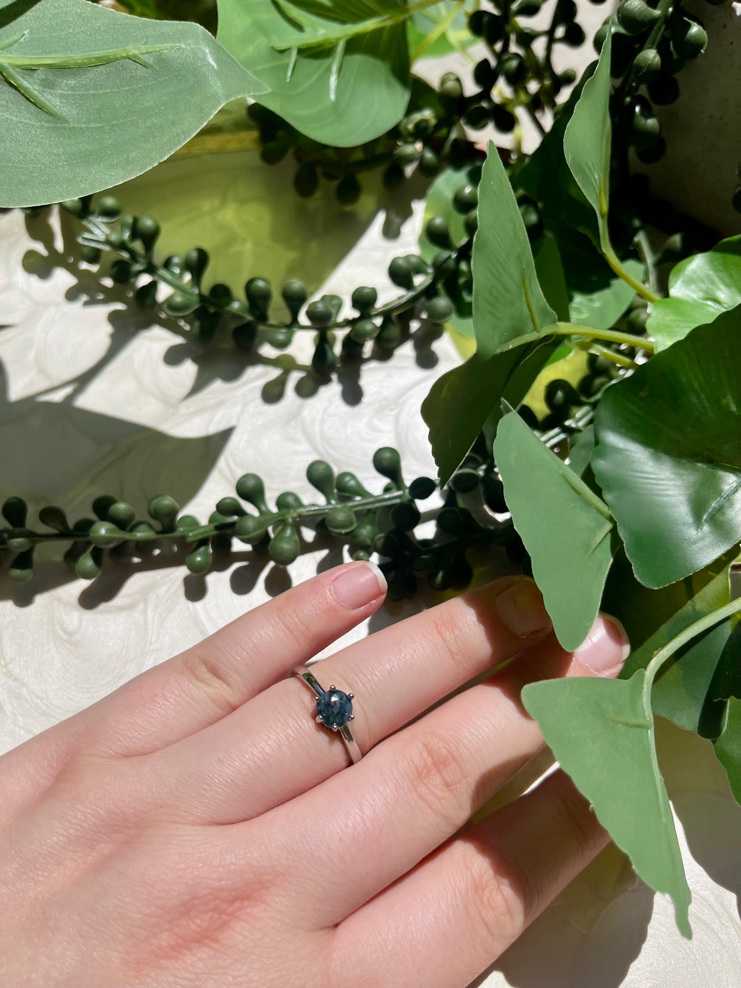 Ivy Ring- Moss Agate Adjustable Ring