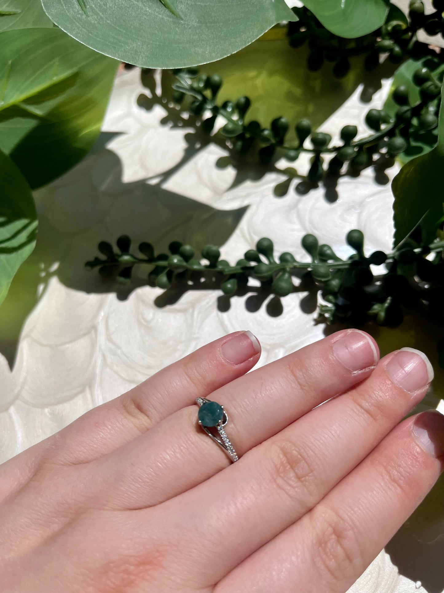 Ivy Ring- Moss Agate Adjustable Ring