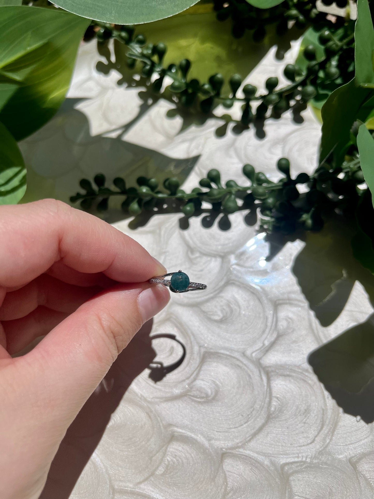 Ivy Ring- Moss Agate Adjustable Ring