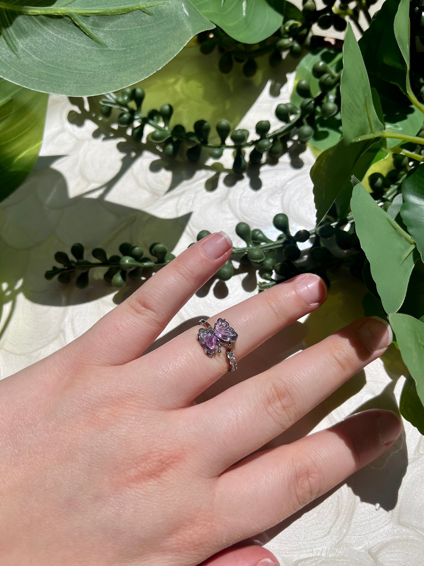 Mariposa Ring: Rainbow Fluorite Adjustable Ring