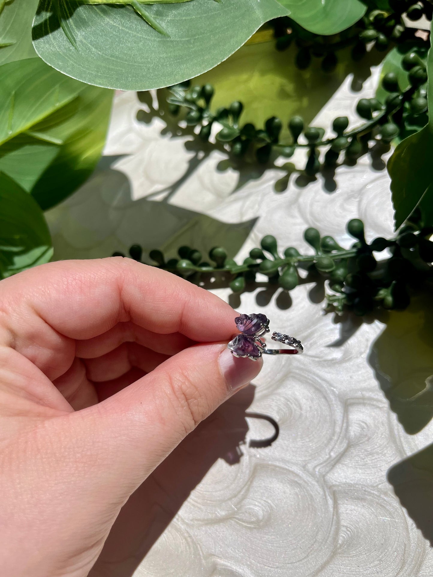 Mariposa Ring: Rainbow Fluorite Adjustable Ring