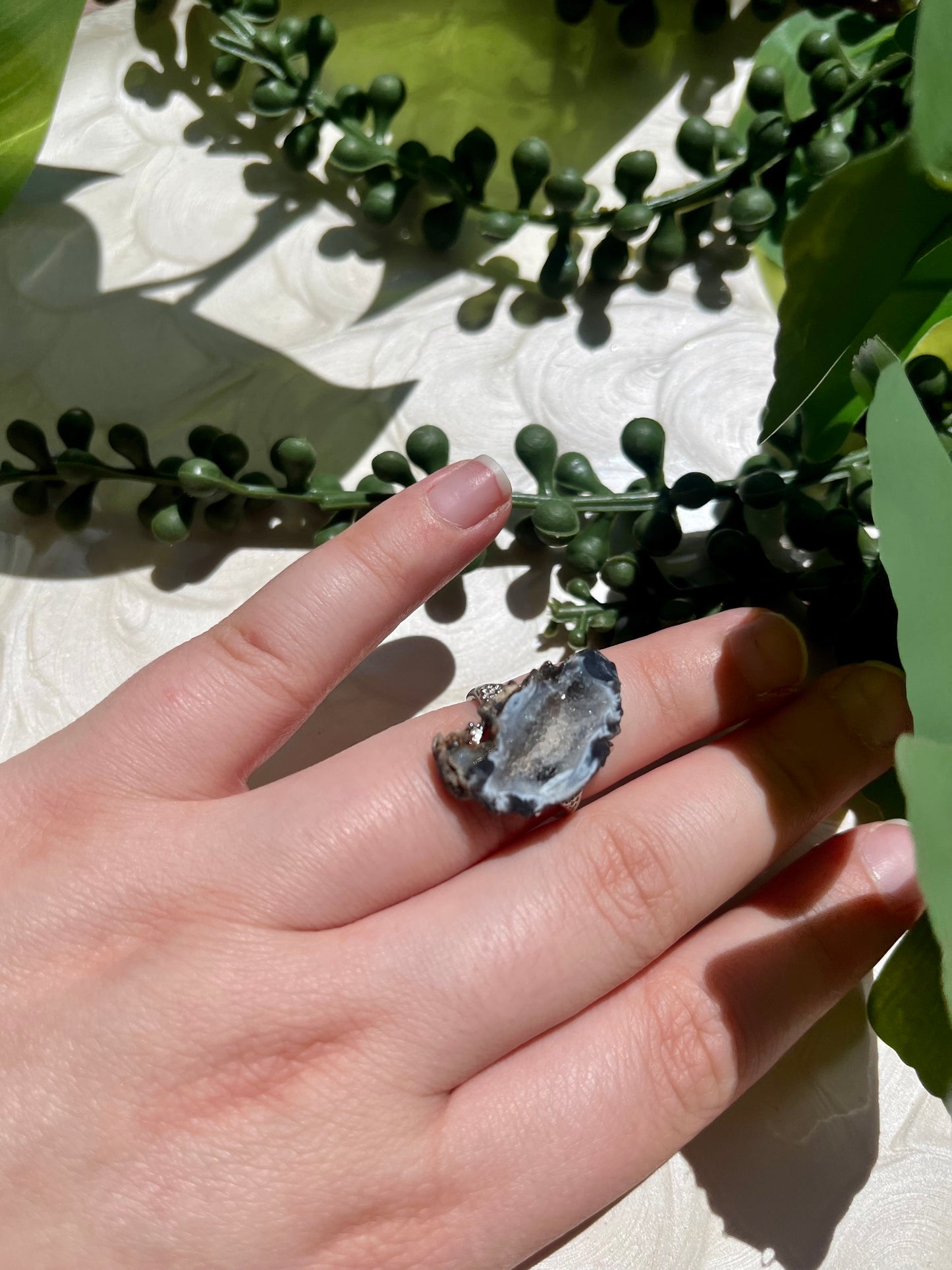 Zuri Ring: Druzy Agate Adjustable Ring