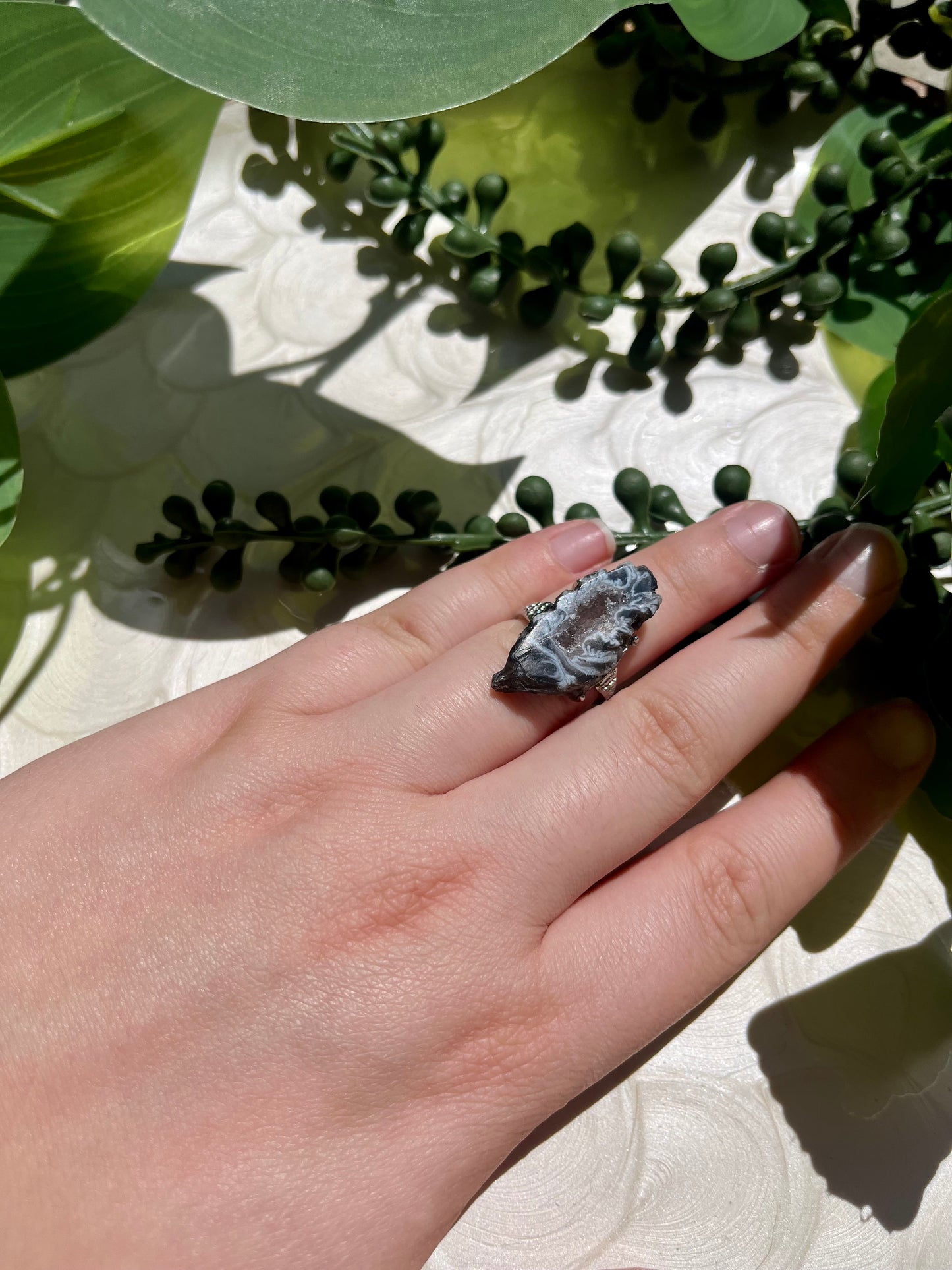 Zuri Ring: Druzy Agate Adjustable Ring
