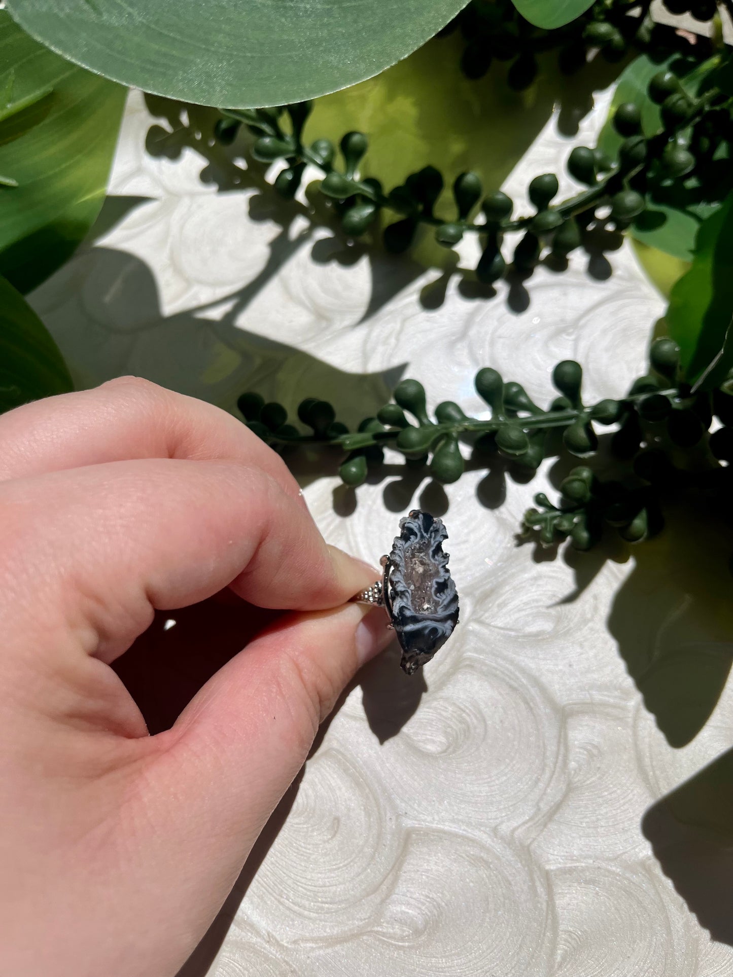 Zuri Ring: Druzy Agate Adjustable Ring