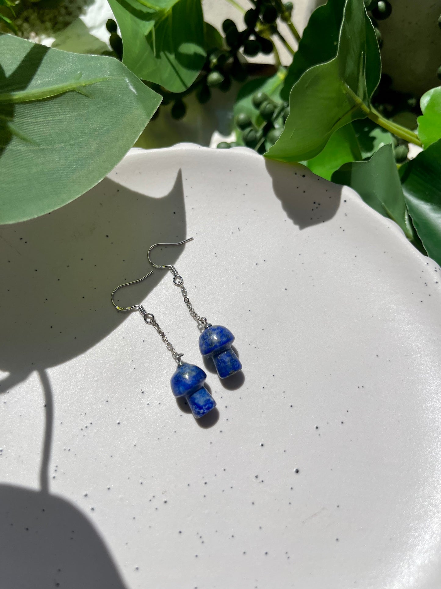 Lapis Lazuli Mushroom Dangle Earrings