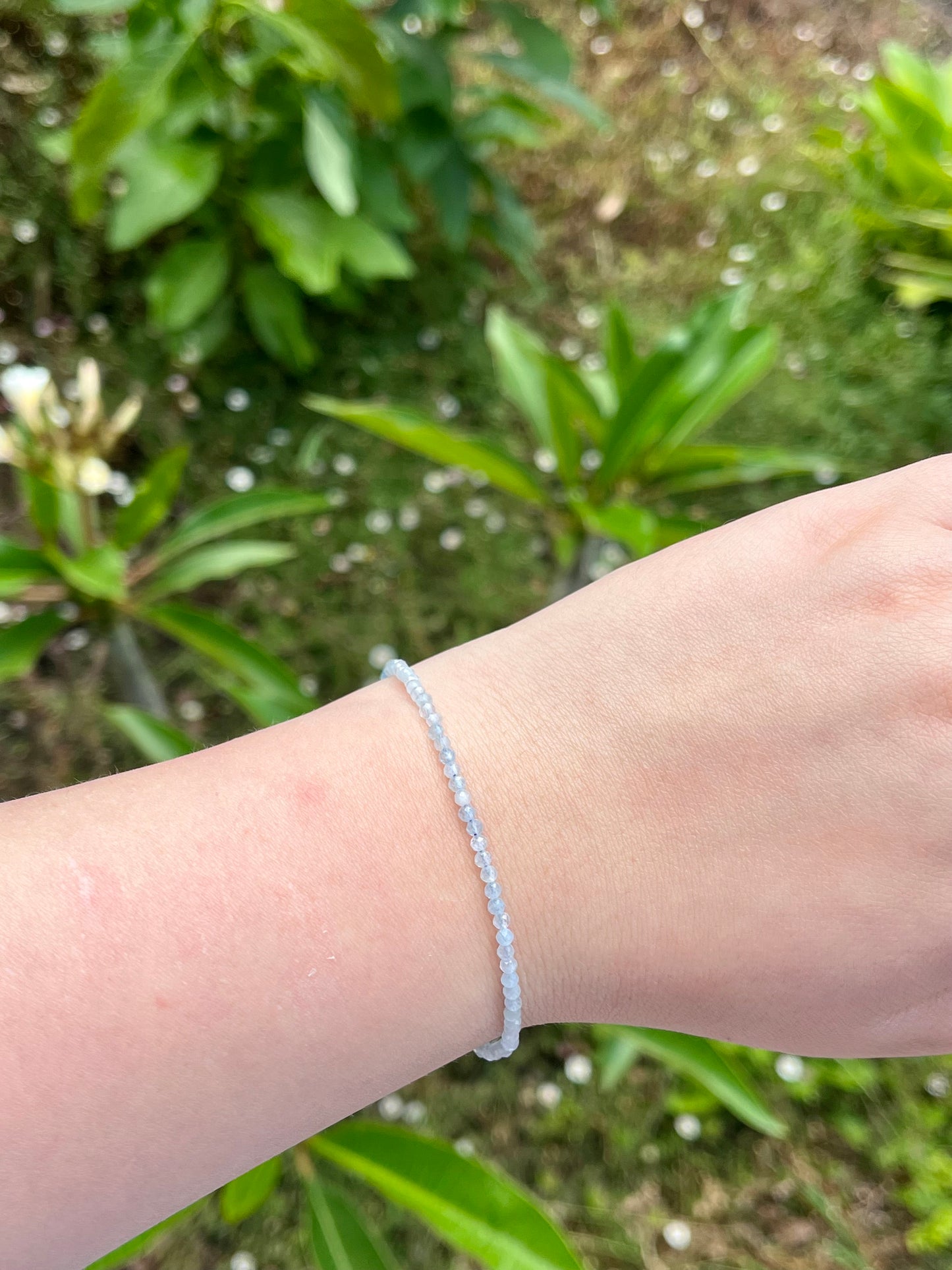 Dainty Aquamarine 2mm Faceted Bracelet
