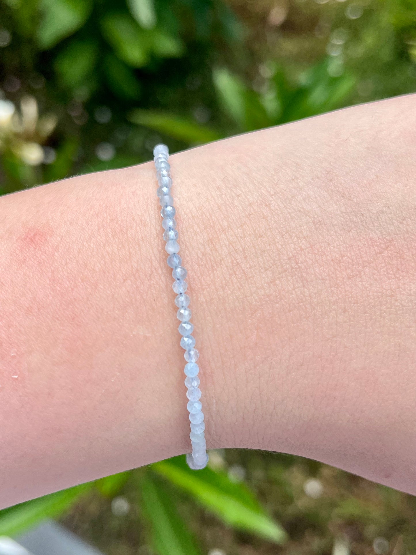 Dainty Aquamarine 2mm Faceted Bracelet