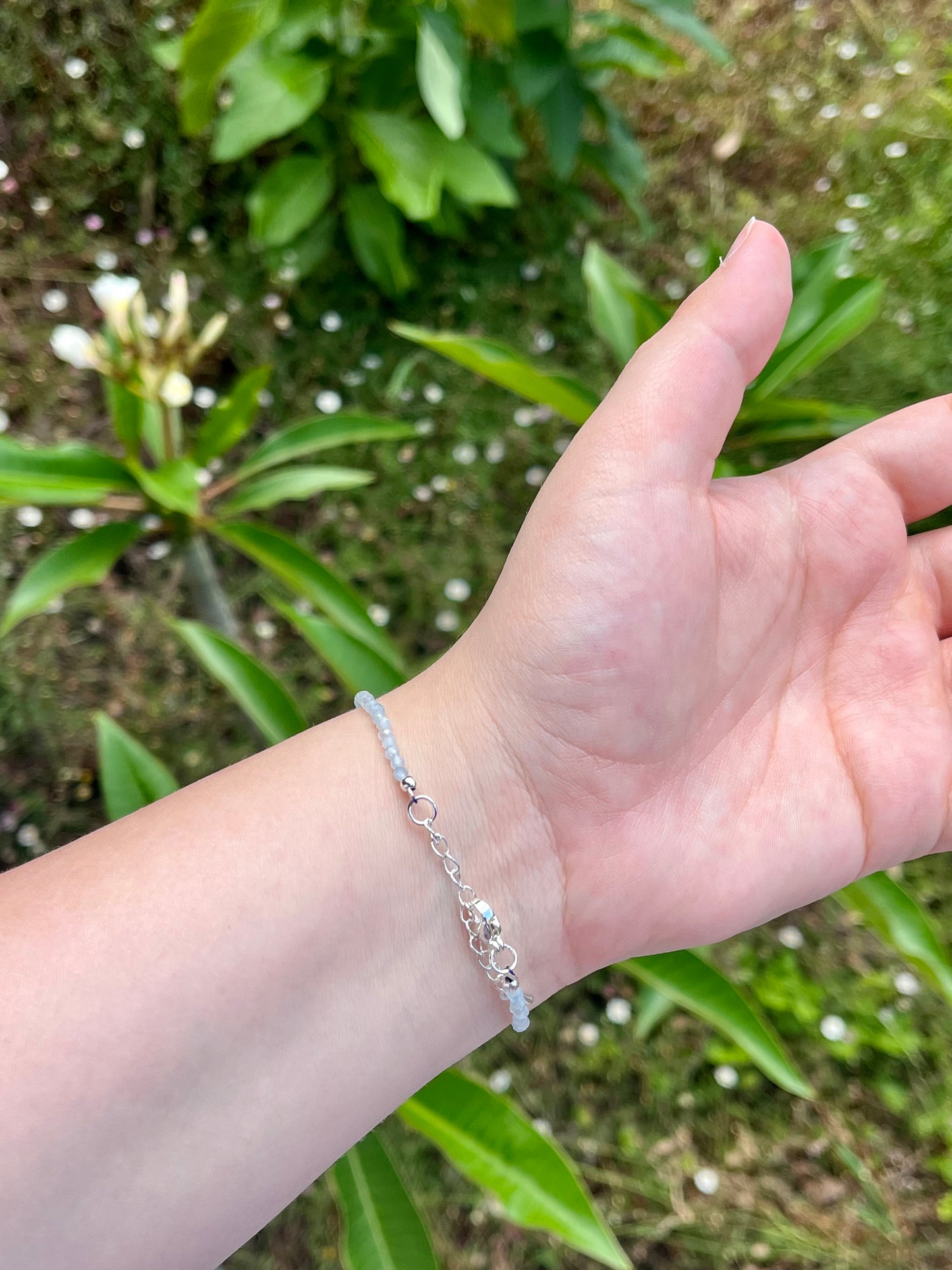Dainty Aquamarine 2mm Faceted Bracelet