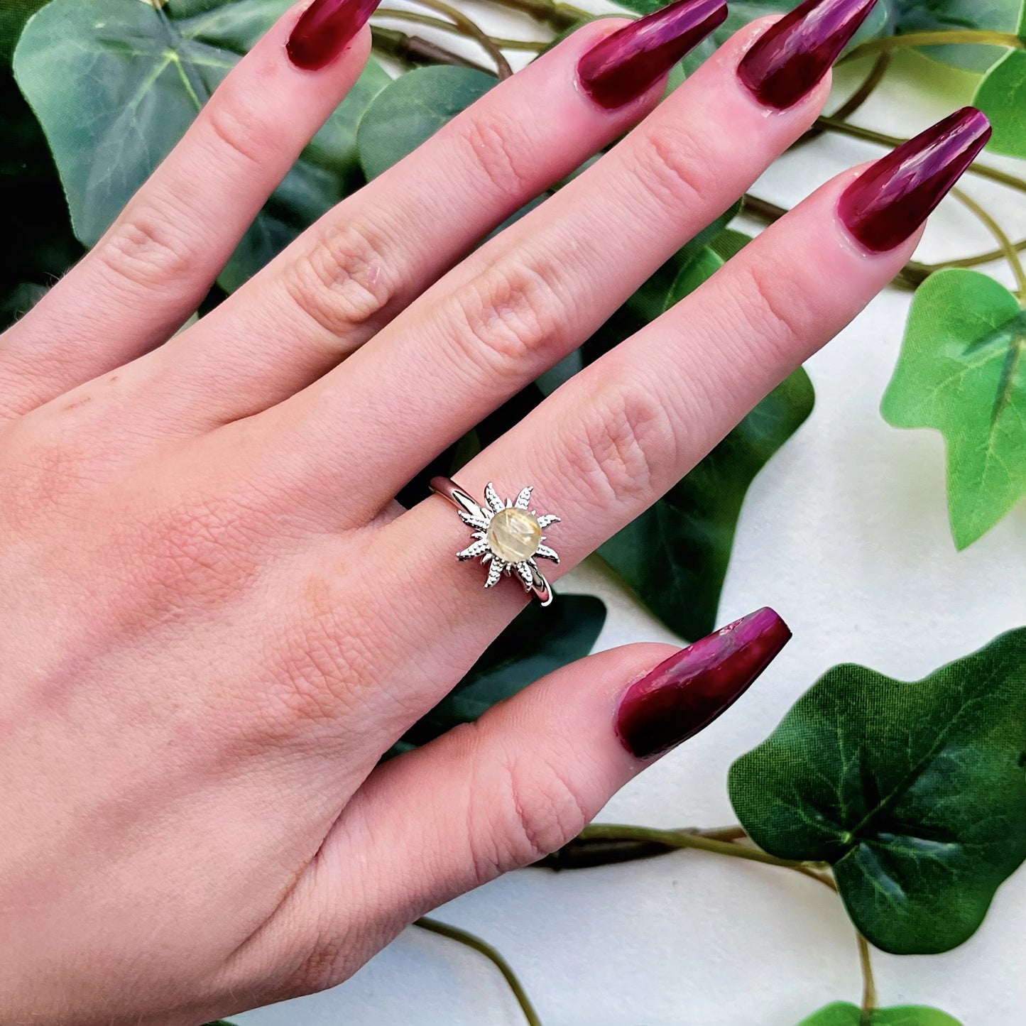 Helaine Ring: Golden Rutile Spinning Adjustable Ring