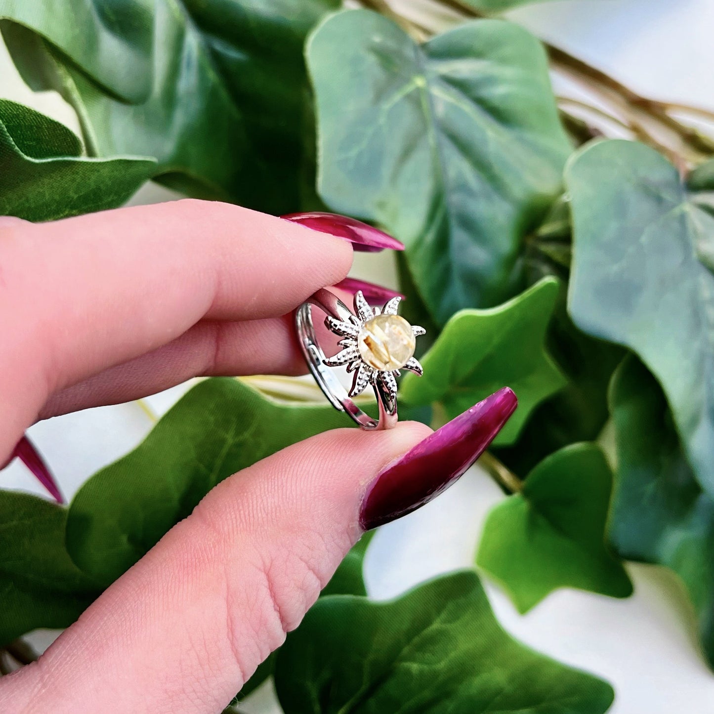 Helaine Ring: Golden Rutile Spinning Adjustable Ring