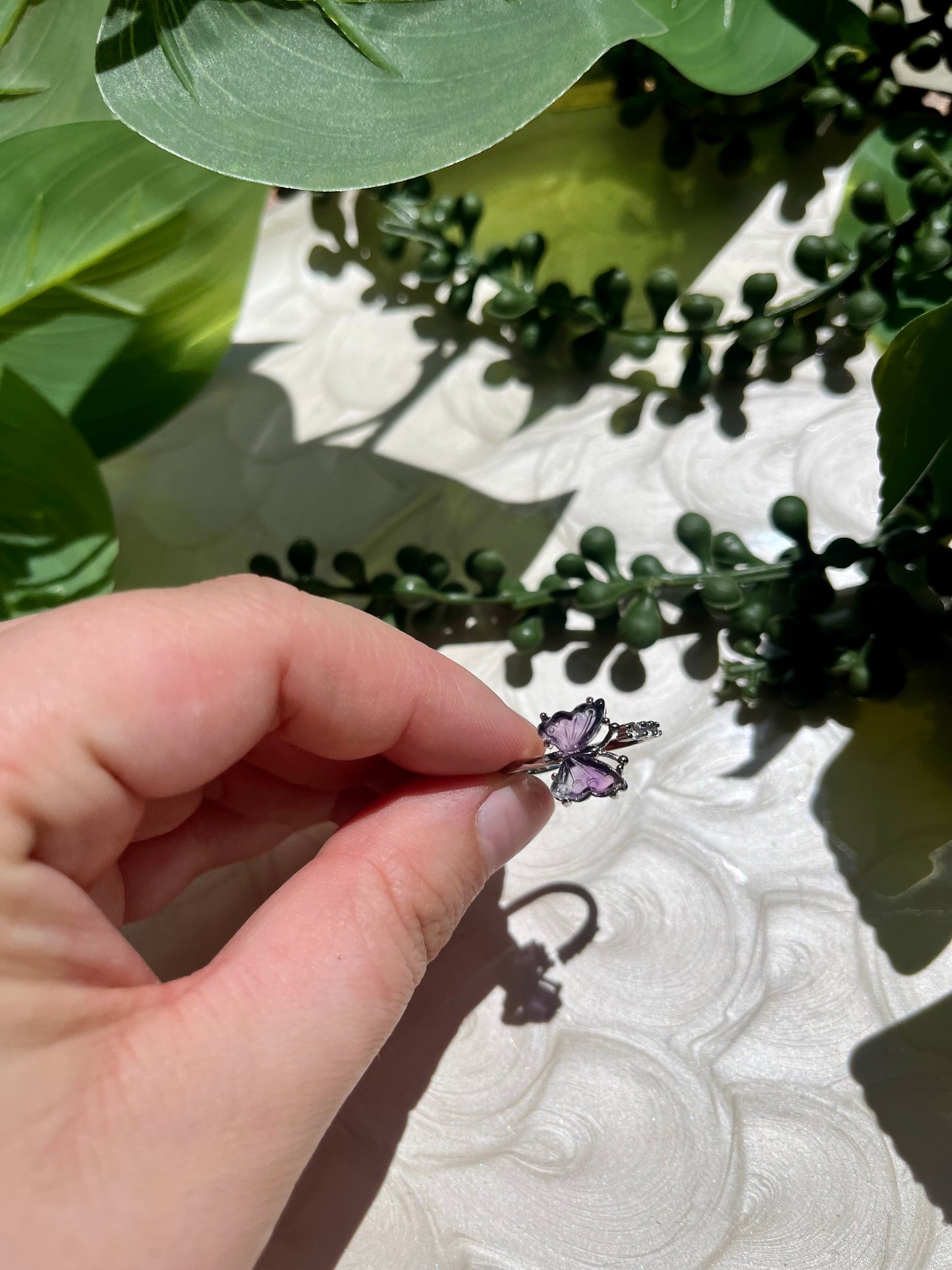 Mariposa Ring: Rainbow Fluorite Adjustable Ring