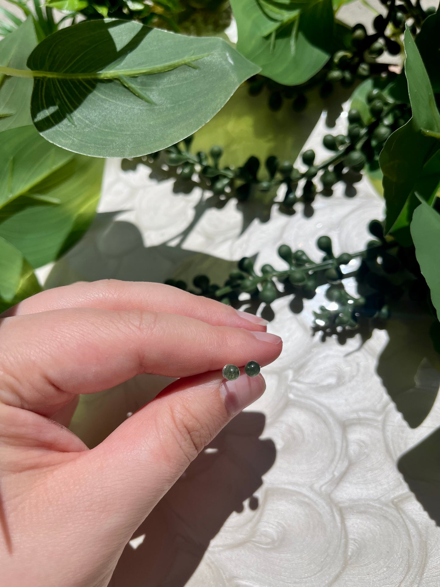 Green Tourmaline Studs