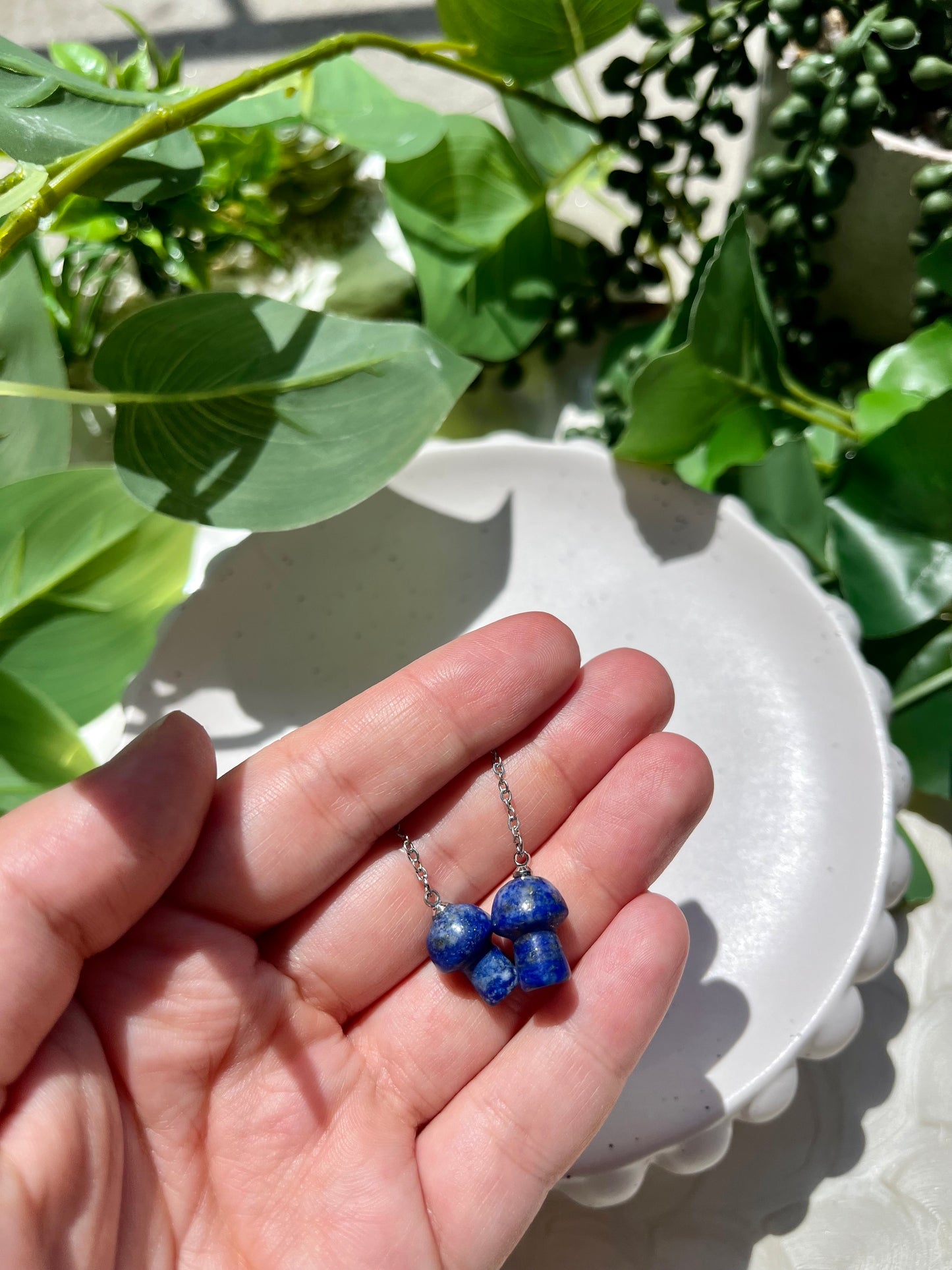 Lapis Lazuli Mushroom Dangle Earrings